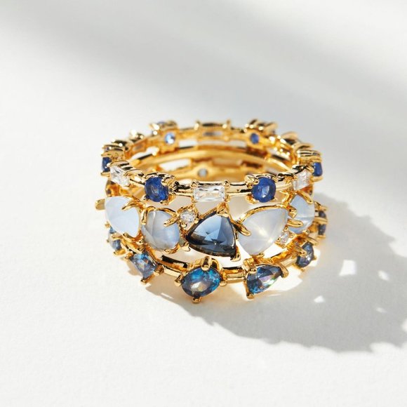 Anthropologie SEPTEMBER Stacked Birthstone Ring Set - Size 7 - Picture 1 of 5